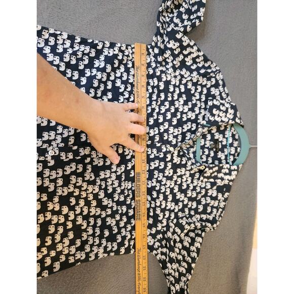 Talbots Top Women's Petite Medium Mp Elephant Novelty Button Up Shirt Roll‎ Tab - Picture 4 of 7